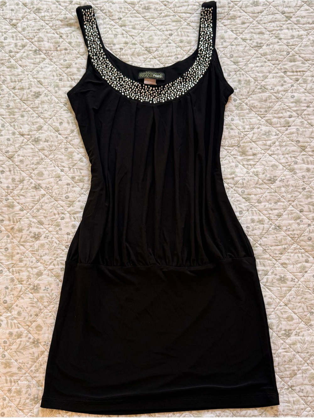 Y2k black rhinestone party mini dress